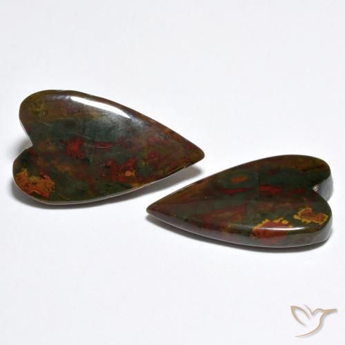 Gemas de Jaspe Multicolor natural de 15.24 ct, Corazón, Opaco
