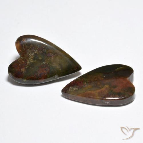 Gemas de Jaspe Multicolor natural de 16.85 ct, Corazón, Opaco