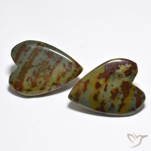 15.28ctw Natural Multicolor Jaspe, Corazón, Opaco