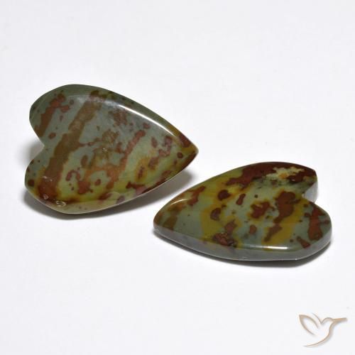 Gemas de Jaspe Multicolor natural de 15.28 ct, Corazón, Opaco