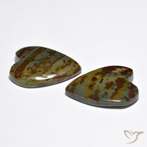 Gemas de Jaspe Multicolor natural de 15.28 ct, Corazón, Opaco
