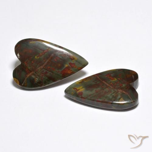 Gemas de Jaspe Multicolor natural de 12.37 ct, Corazón, Opaco