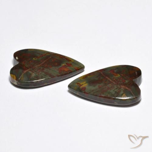 Gemas de Jaspe Multicolor natural de 12.37 ct, Corazón, Opaco