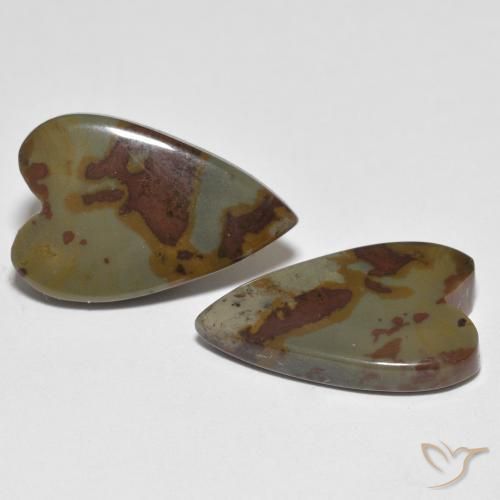 Gemas de Jaspe Multicolor natural de 14.91 ct, Corazón, Opaco