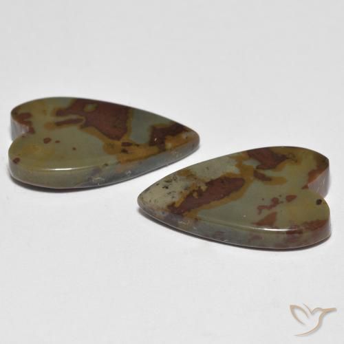 Gemas de Jaspe Multicolor natural de 14.91 ct, Corazón, Opaco