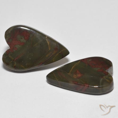 Gemas de Jaspe Multicolor natural de 16.73 ct, Corazón, Opaco