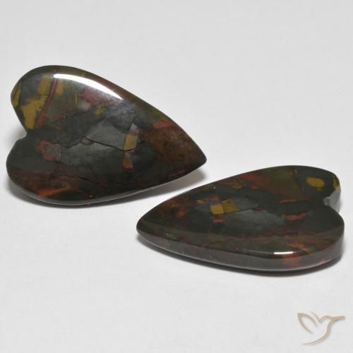 Gemas de Jaspe Multicolor natural de 17.18 ct, Corazón, Opaco