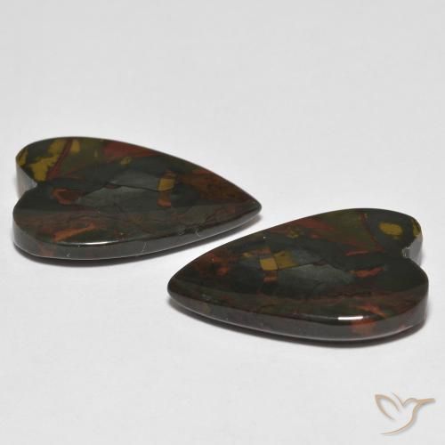 Gemas de Jaspe Multicolor natural de 17.18 ct, Corazón, Opaco