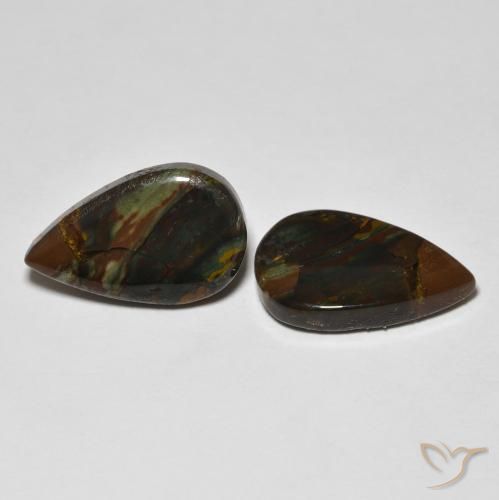 Gemas de Jaspe Multicolor natural de 12.68 ct, En forma de pera, Opaco