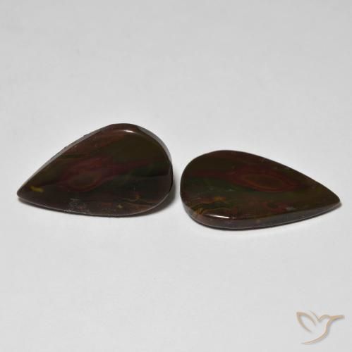 Gemas de Jaspe Multicolor natural de 15.42 ct, En forma de pera, Opaco