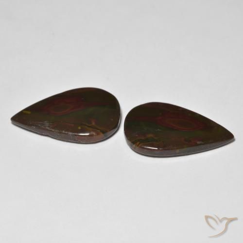 Gemas de Jaspe Multicolor natural de 15.42 ct, En forma de pera, Opaco