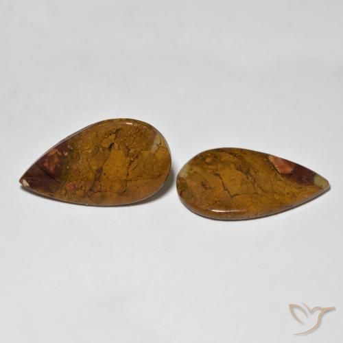 Gemas de Jaspe Multicolor natural de 26.26 ct, En forma de pera, Opaco