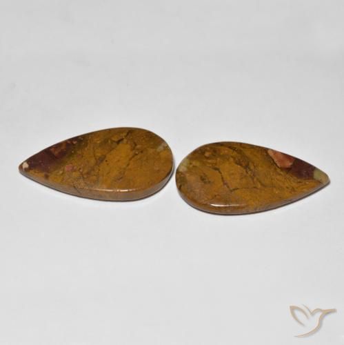 Gemas de Jaspe Multicolor natural de 26.26 ct, En forma de pera, Opaco