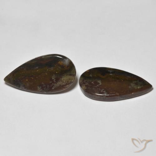 Gemas de Jaspe Multicolor natural de 13.19 ct, En forma de pera, Opaco