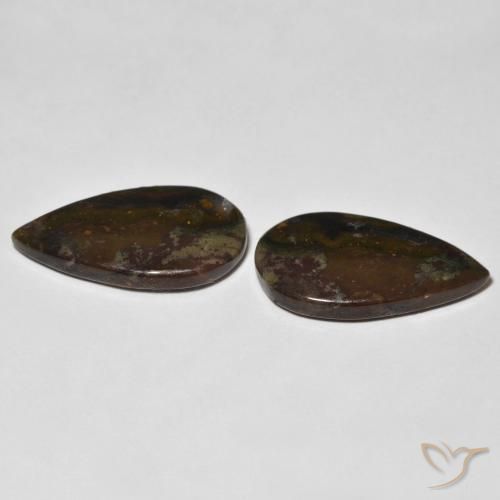Gemas de Jaspe Multicolor natural de 13.19 ct, En forma de pera, Opaco