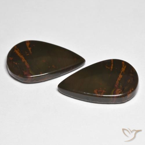 Gemas de Jaspe Multicolor natural de 17.75 ct, En forma de pera, Opaco