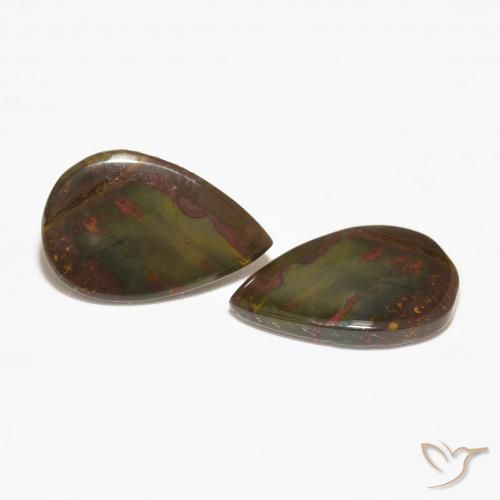 Gemas de Jaspe Multicolor natural de 12.58 ct, En forma de pera, Opaco