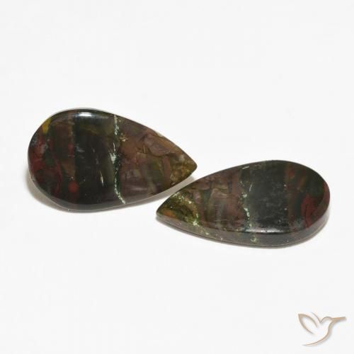 Gemas de Jaspe Multicolor natural de 12.02 ct, En forma de pera, Opaco