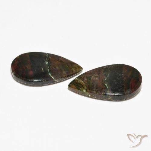 Gemas de Jaspe Multicolor natural de 12.02 ct, En forma de pera, Opaco