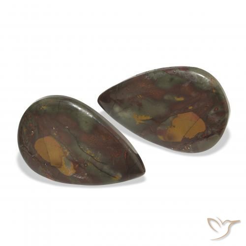 Gemas de Jaspe Multicolor natural de 17.72 ct, En forma de pera, Opaco