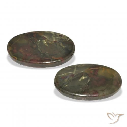 Gemas de Jaspe Multicolor natural de 19.31 ct, Ovalada, Opaco