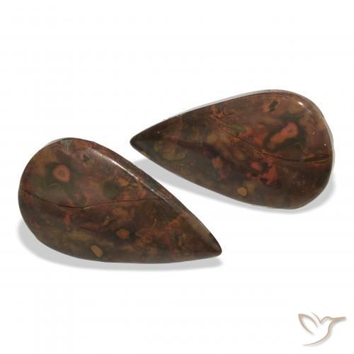 Gemas de Jaspe Multicolor natural de 19.28 ct, En forma de pera, Opaco