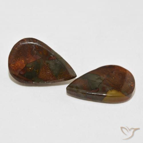 Gemas de Jaspe Multicolor natural de 13.83 ct, En forma de pera, Opaco