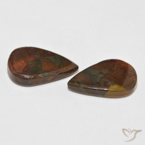 Gemas de Jaspe Multicolor natural de 13.83 ct, En forma de pera, Opaco