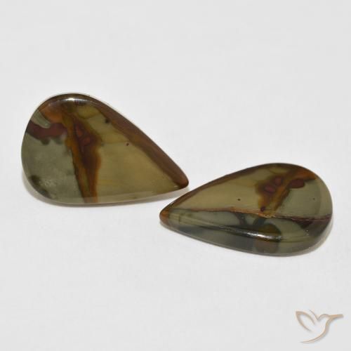 Gemas de Jaspe Multicolor natural de 14.53 ct, En forma de pera, Opaco