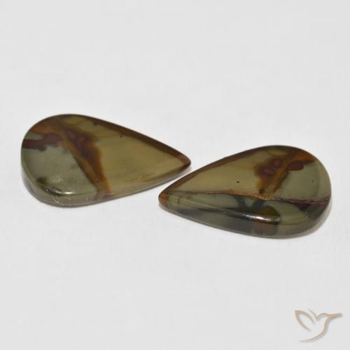 Gemas de Jaspe Multicolor natural de 14.53 ct, En forma de pera, Opaco