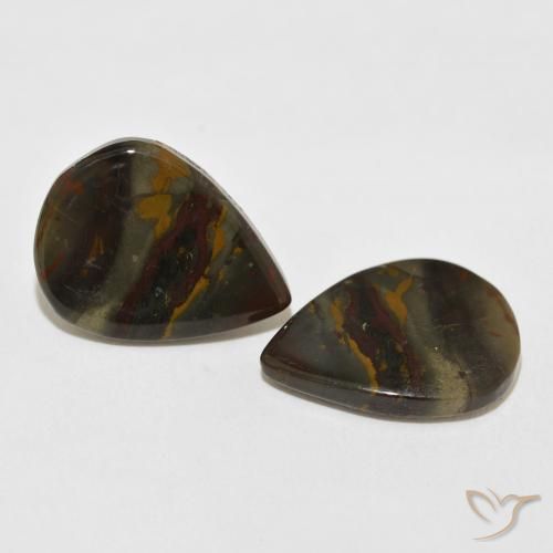 Gemas de Jaspe Multicolor natural de 14.76 ct, En forma de pera, Opaco