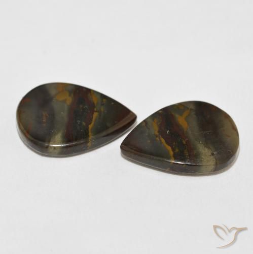 Gemas de Jaspe Multicolor natural de 14.76 ct, En forma de pera, Opaco
