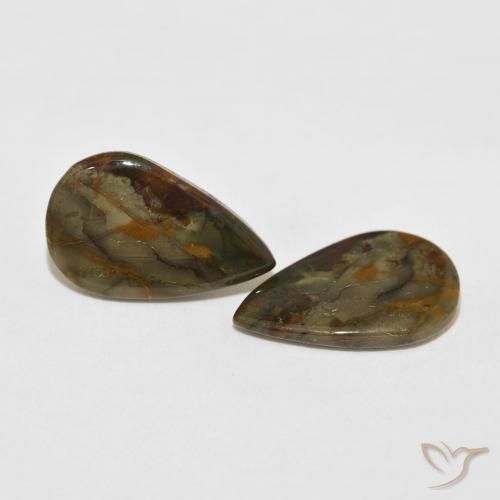 Gemas de Jaspe Multicolor natural de 11.42 ct, En forma de pera, Opaco
