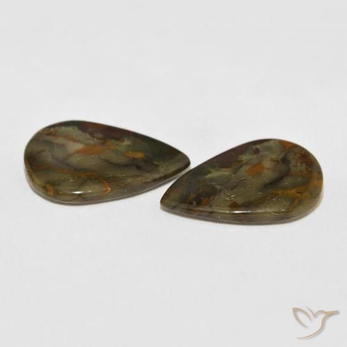 Gemas de Jaspe Multicolor natural de 11.42 ct, En forma de pera, Opaco