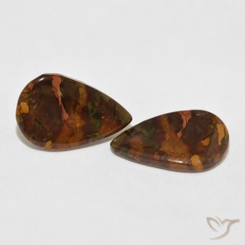 Gemas de Jaspe Multicolor natural de 10.82 ct, En forma de pera, Opaco