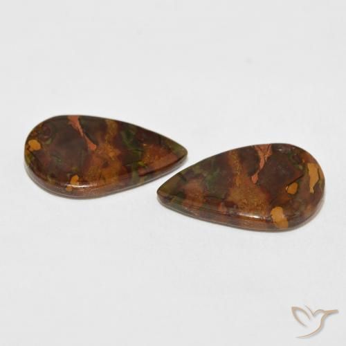 Gemas de Jaspe Multicolor natural de 10.82 ct, En forma de pera, Opaco