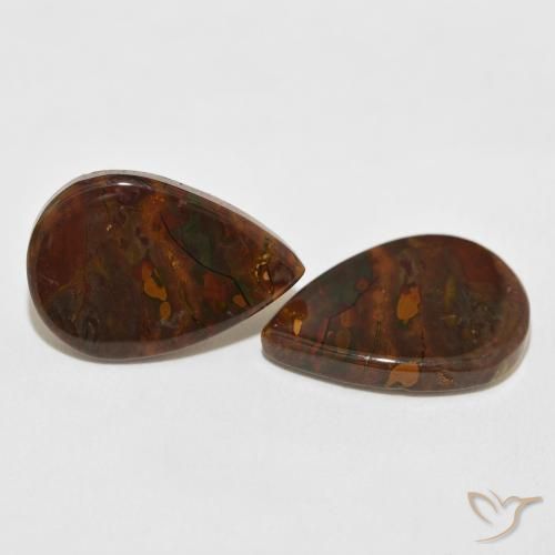 Gemas de Jaspe Multicolor natural de 20.11 ct, En forma de pera, Opaco