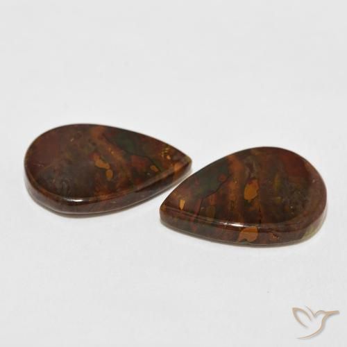Gemas de Jaspe Multicolor natural de 20.11 ct, En forma de pera, Opaco