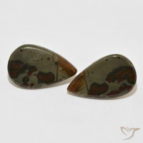 12.88ctw Natural Multicolor Jaspe, En forma de pera, Opaco