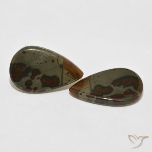 Gemas de Jaspe Multicolor natural de 12.88 ct, En forma de pera, Opaco