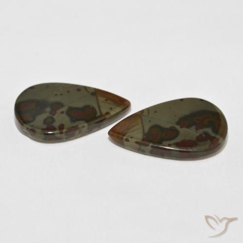Gemas de Jaspe Multicolor natural de 12.88 ct, En forma de pera, Opaco