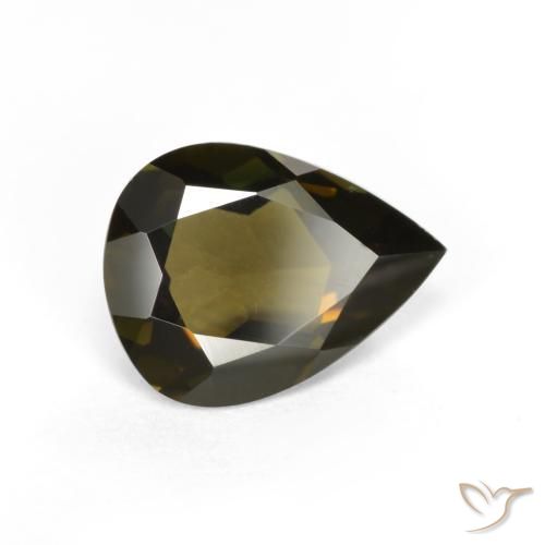 Kornerupina Verde oscuro natural de 1.54 ct, En forma de pera, VVS