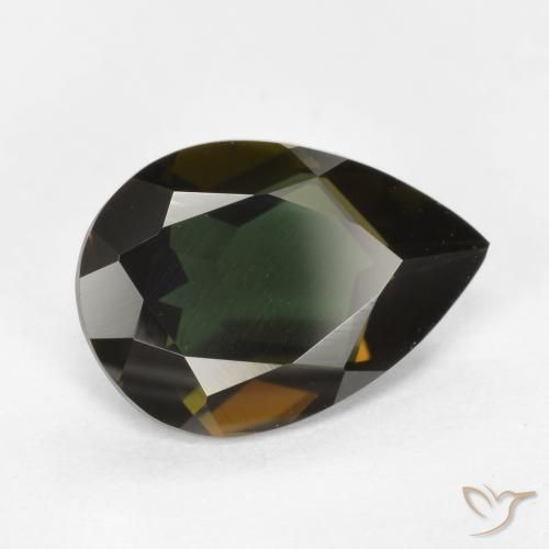 Kornerupina Marrón verdoso natural de 1.19 ct, En forma de pera, VVS