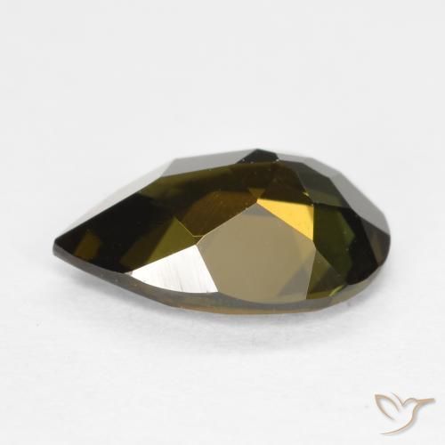 Kornerupina Marrón verdoso natural de 1.19 ct, En forma de pera, VVS