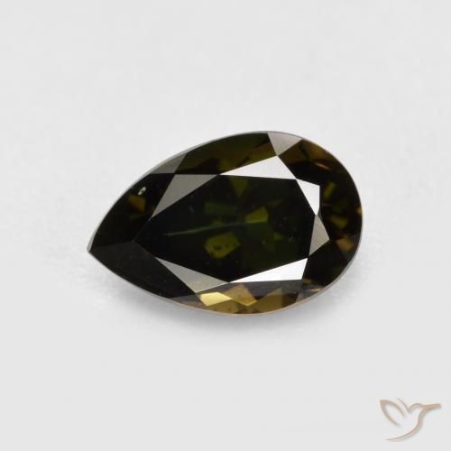 Kornerupina Marrón verdoso natural de 1.05 ct, En forma de pera, VVS-VS