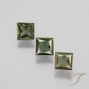 Gemas de Kornerupina Verde terroso intenso natural de 1.08 ct, Cuadrado, VVS-VS