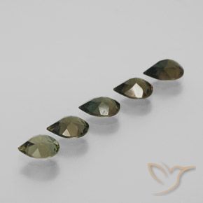 Gemas de Kornerupina Verde terroso natural de 2.23 ct, En forma de pera, VVS-VS