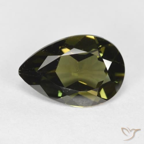 Kornerupina Marrón verdoso natural de 1.13 ct, En forma de pera, VVS
