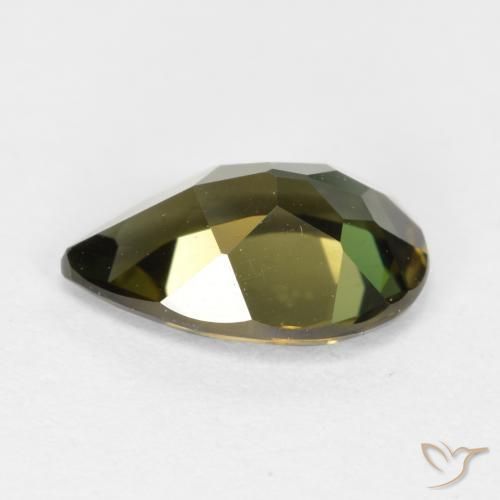 Kornerupina Marrón verdoso natural de 1.13 ct, En forma de pera, VVS