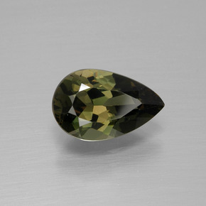 Kornerupina Verde terroso natural de 2.05 ct, En forma de pera, VVS